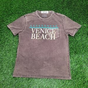 Venice-Beach Shirt Womens Medium 19x26 Bleached Palm-Tree